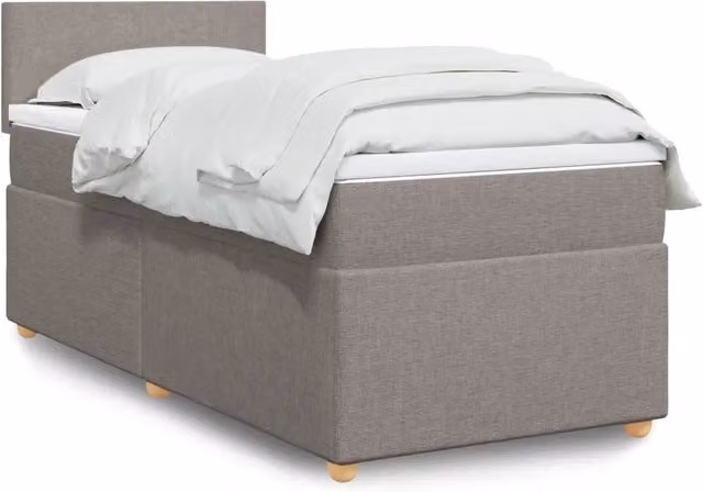 Letto ibrido vidaXL con giroletto a molle e materasso in tessuto, L/P/H: 200 x 90 x 100,5 cm, colori beige, bianco e grigio