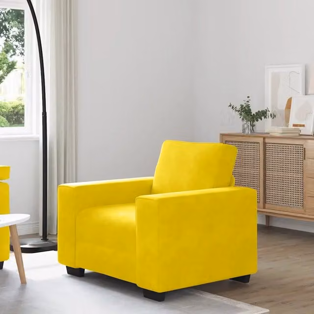 Poltrona Lounge in Velluto Giallo vidaXL L: 100 cm, P: 77 cm, H: 82 cm