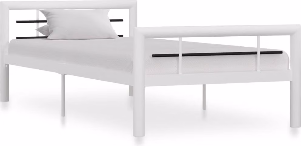 The Living Store Struttura letto in metallo bianco e nero 100 × 200 cm
