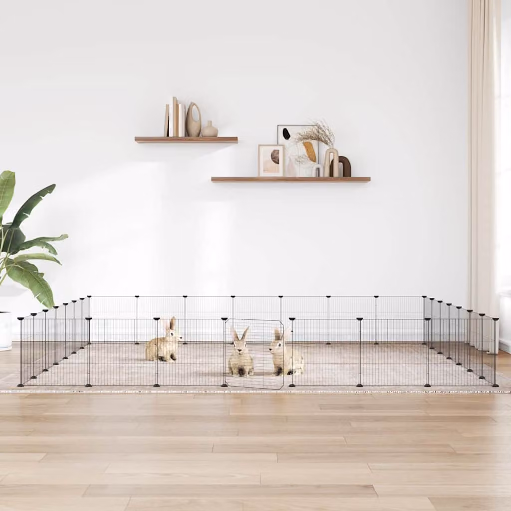 vidaXL Gabbia per Animali in Acciaio con 28 Pannelli e Porta, Nero, L 245 x P 245 x H 245 cm