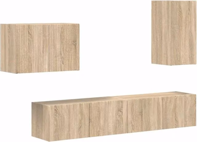 Set di Mobiletto da TV a Parete 4 pz | Armadietto TV | Mobile Porta TV Rovere Sonoma