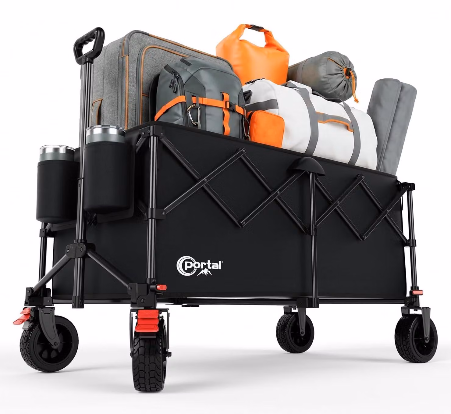 Carrello pieghevole - 300 litri - Richiudibile - Nero
