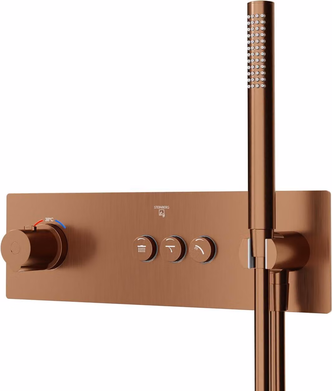 Steinberg Série 390 Mitigeur de douche/bain, thermostat encastré, douchette à main incluse, flexible de douche, 3 consommateurs, 39042322BC, 39042322BC