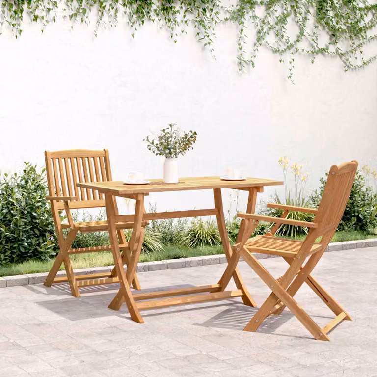vidaXL Tavolo rettangolare Sydney in legno di acacia marrone con piano pieghevole L: 110 cm, P: 55 cm, H: 75 cm
