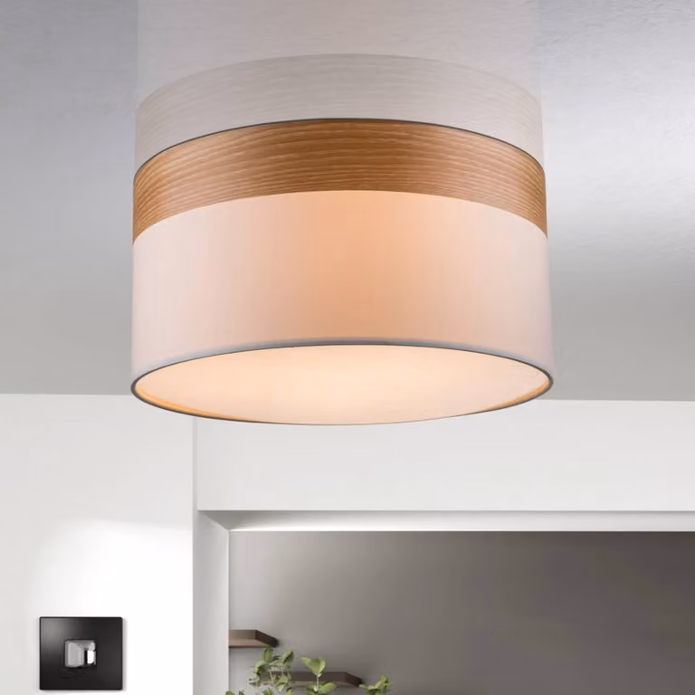 Globo Plafoniera soffitto Libba, dimmerabile, Crema / Ambra, Soggiorno / Sala da pranzo, Tessuto / Stoffa / Seta, Moderno, Plafoniera