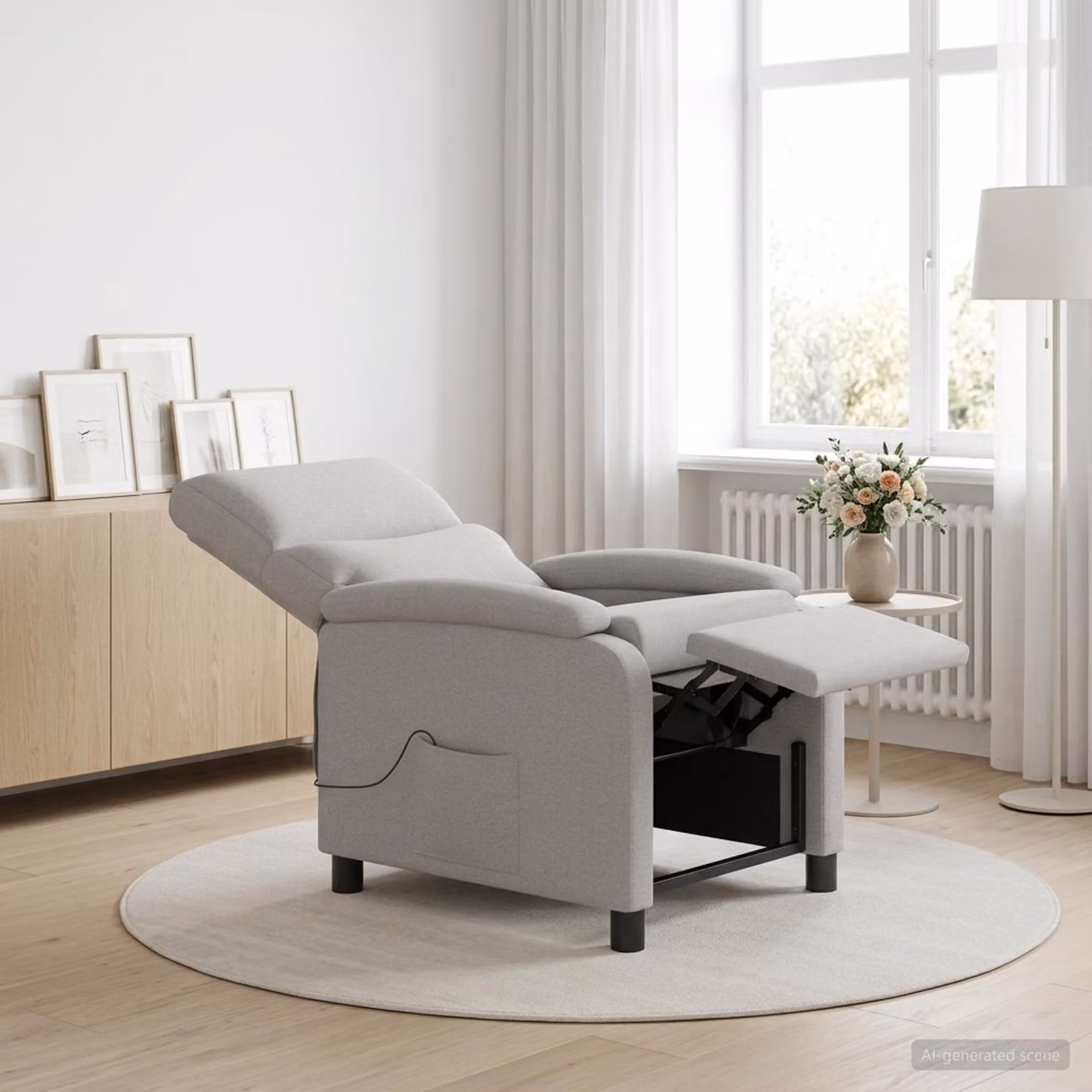 Poltrona relax reclinabile vidaXL in tessuto grigio con braccioli per soggiorno e ufficio