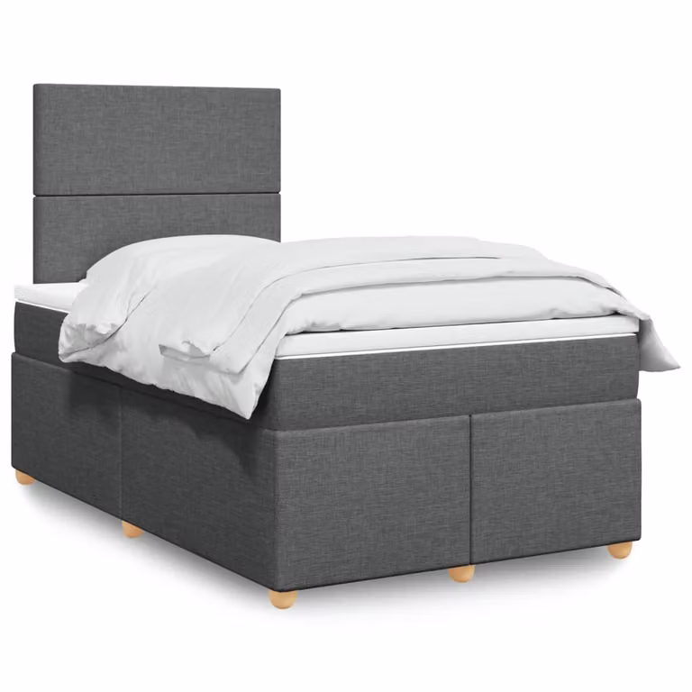 vidaXL Giroletto a Molle Ibrido con Materasso in Tessuto Grigio e Bianco L/P/H: 200 x 120 x 150,5 cm