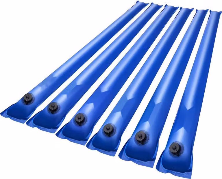 Sacco pesi per piscina confezione da 6 pezzi, 121 cm, sacchi in PVC con spessore di 0,4 mm, sacchi pesi con tappo a vite a prova di perdite, sacchi d'acqua per il fissaggio della copertura della piscina in inverno, blu