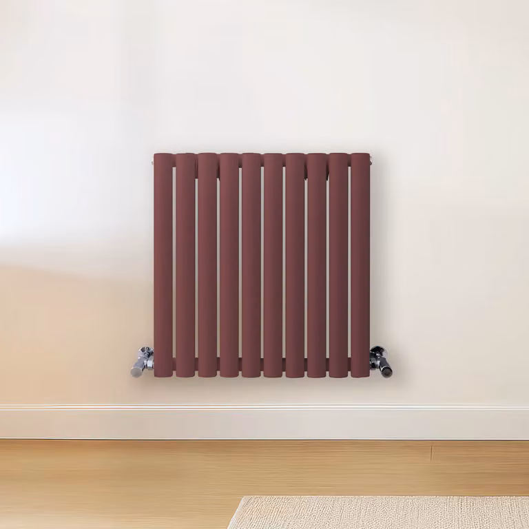 Radiatore di Design Orizzontale Rosso (Booth Rosso) - 600mm x 590mm - Pannello Doppio  - Revive