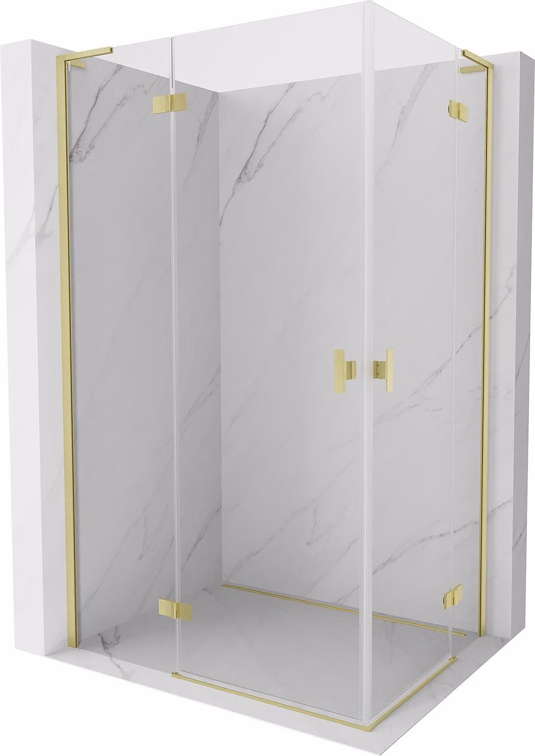 Mexen Mist-H L Duo cabina doccia battente sinistra 100 x 70 cm, trasparente, oro spazzolato - 8A5L-100L-070P-55-00