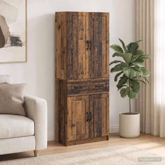 Set di 2 armadi vidaXL in legno color marrone con ante a battente e finitura opaca stile rustico – 1