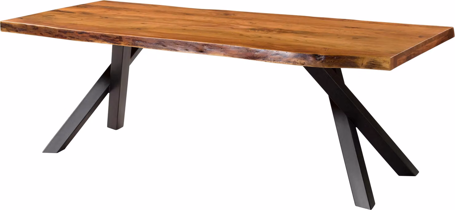 MASSIVMOEBEL24 | Tavolo da pranzo in legno di acacia 200x100x76 laccato naturale / gambe ad A antracite matt FREEFORM 5