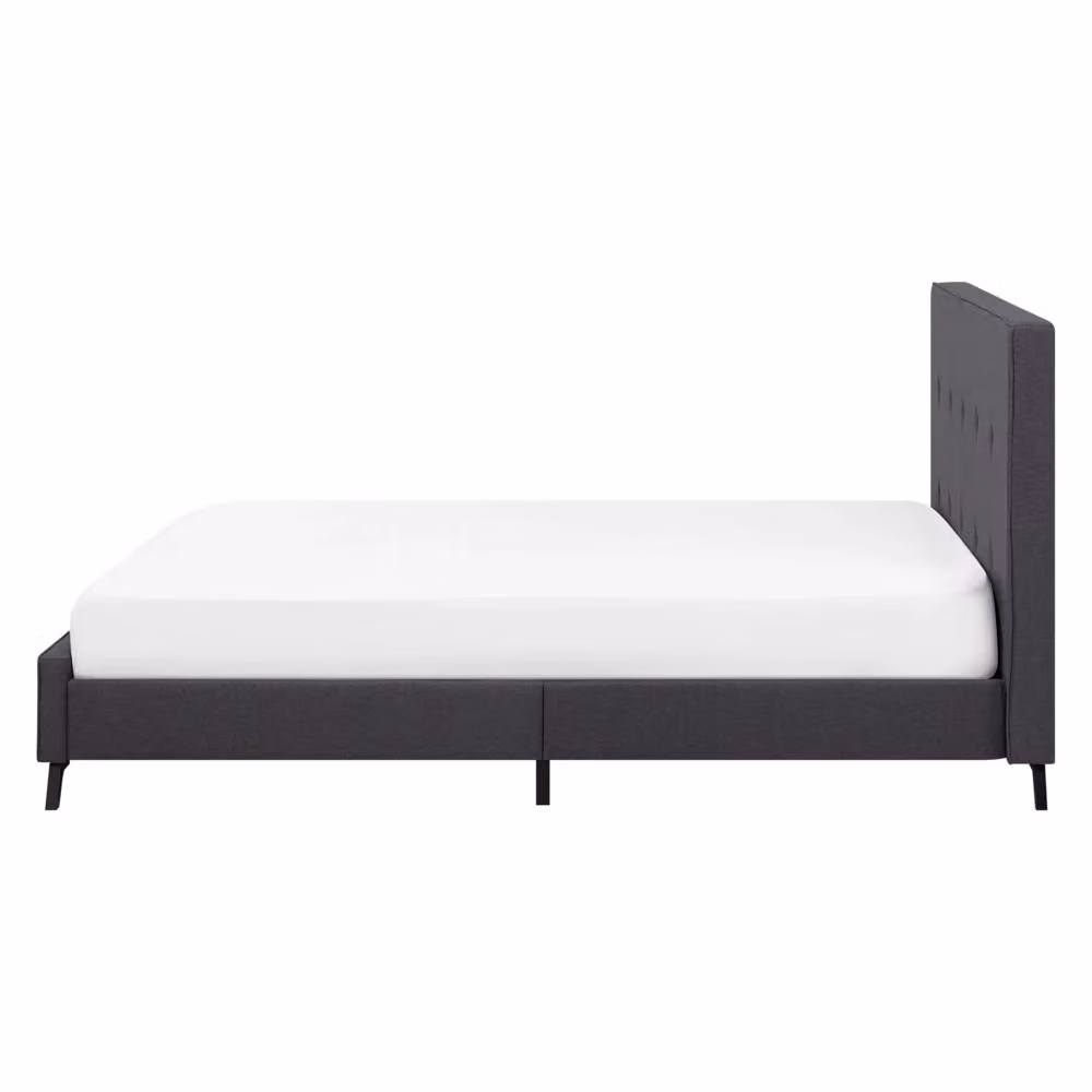 Letto Matrimoniale Beliani in Legno di Gomma Olio Grigio con Struttura Imbottita L/P/H: 160 x 200 cm – 2