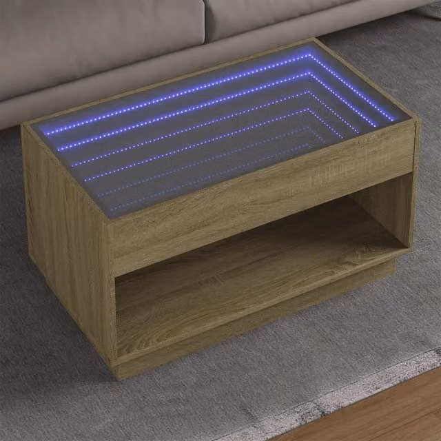 Tavolino da salotto moderno vidaXL in legno color rovere marrone L: 90 cm, P: 50 cm, H: 50 cm
