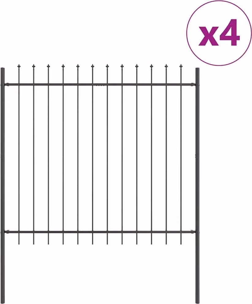 Recinzione per Giardino 4 pcs Grigio 6,8 x 1,5 m
