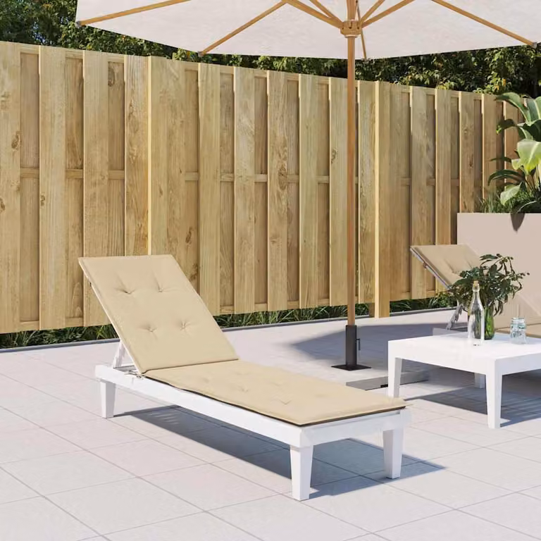 Cuscino per Sdraio vidaXL Beige in Poliestere con Schiuma Idrorepellente e Traspirante L/P/H: 105 x 50 x 4 cm
