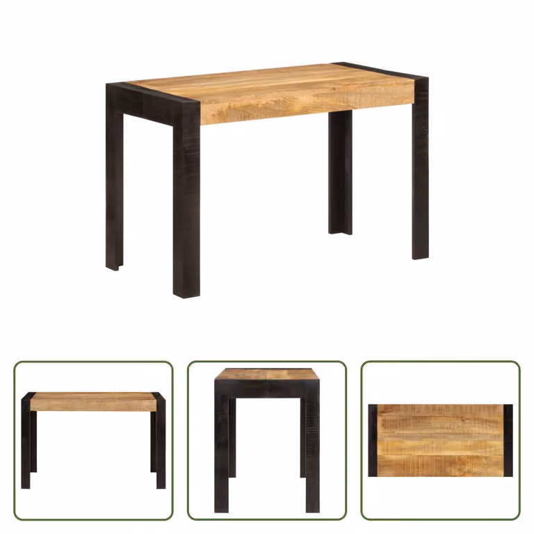 The Living Store Tavolo da pranzo 120x60x76 cm in legno massiccio di mango