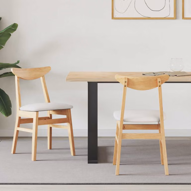 Set di 2 sedie da pranzo moderne vidaXL in legno di gomma naturale per cucina e sala da pranzo