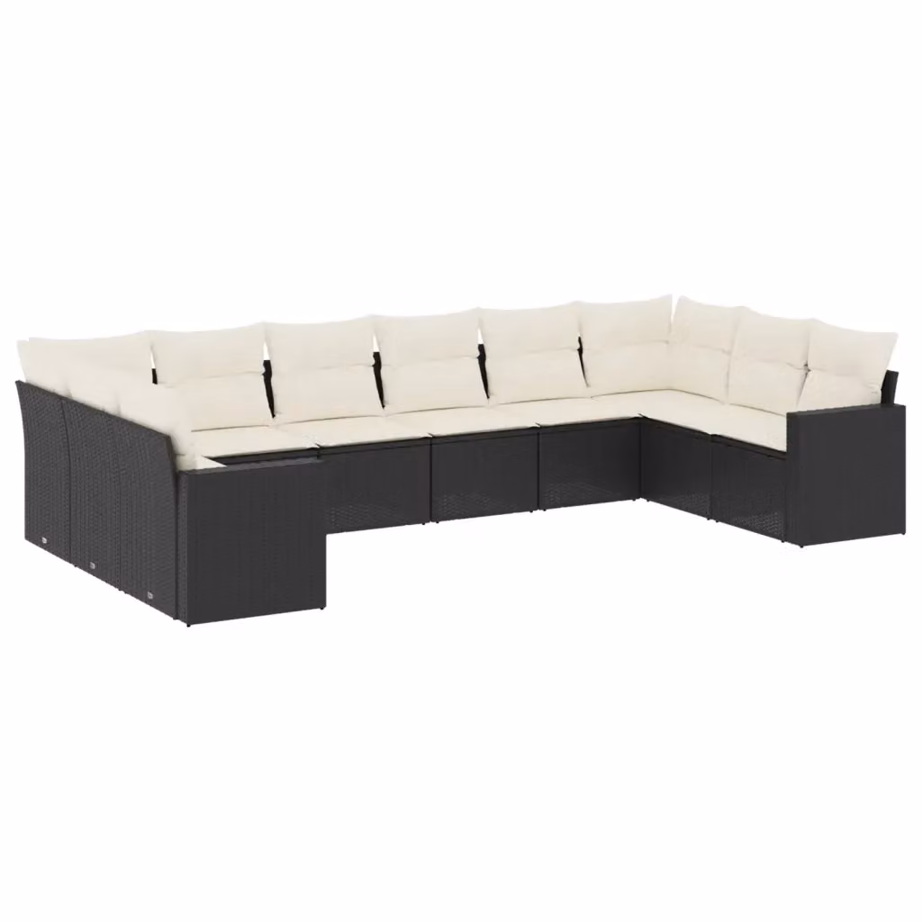 Set di divani da giardino vidaXL in polyrattan nero con cuscini e struttura in metallo – 2