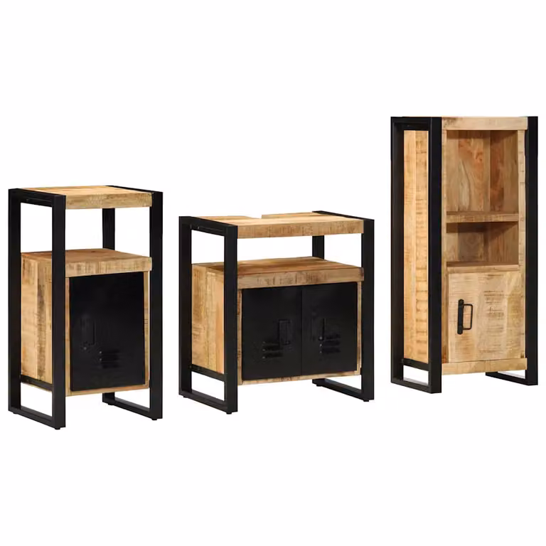 vidaXL Set di mobili per il bagno 3 pz Marrone e Nero
