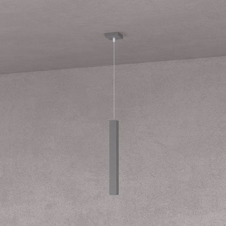Sospensione Moderna Square Tube Metallo Grigio Antracite 1 Luce Gu10