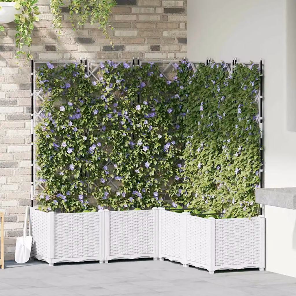 Set di 5 vasi da giardino vidaXL in plastica bianchi L/P/H: 120 x 120 x 143 cm