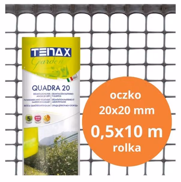 Tessuto a rete in PVC, modello Quadra 20, colore grafite, dimensioni 0,5 m x 10 MB. Tessuto a rete da 20 mm, 10,0 MB, codice prodotto SB 01185G