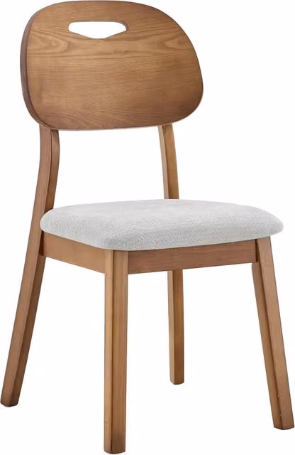 Set di 2 sedie da pranzo Chicfurn con schienale ovale e maniglia, seduta imbottita in tessuto, struttura in legno e metallo, colore grigio