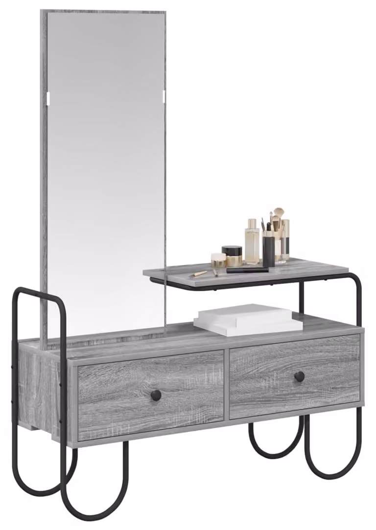 Comodino con cassetto, finitura Sonoma grigio, realizzato in legno ingegnerizzato