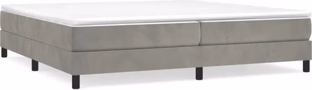 Letto matrimoniale moderno rivestito in velluto grigio con struttura a rete e doghe in legno L: 200 cm, P: 200 cm, H: 25 cm