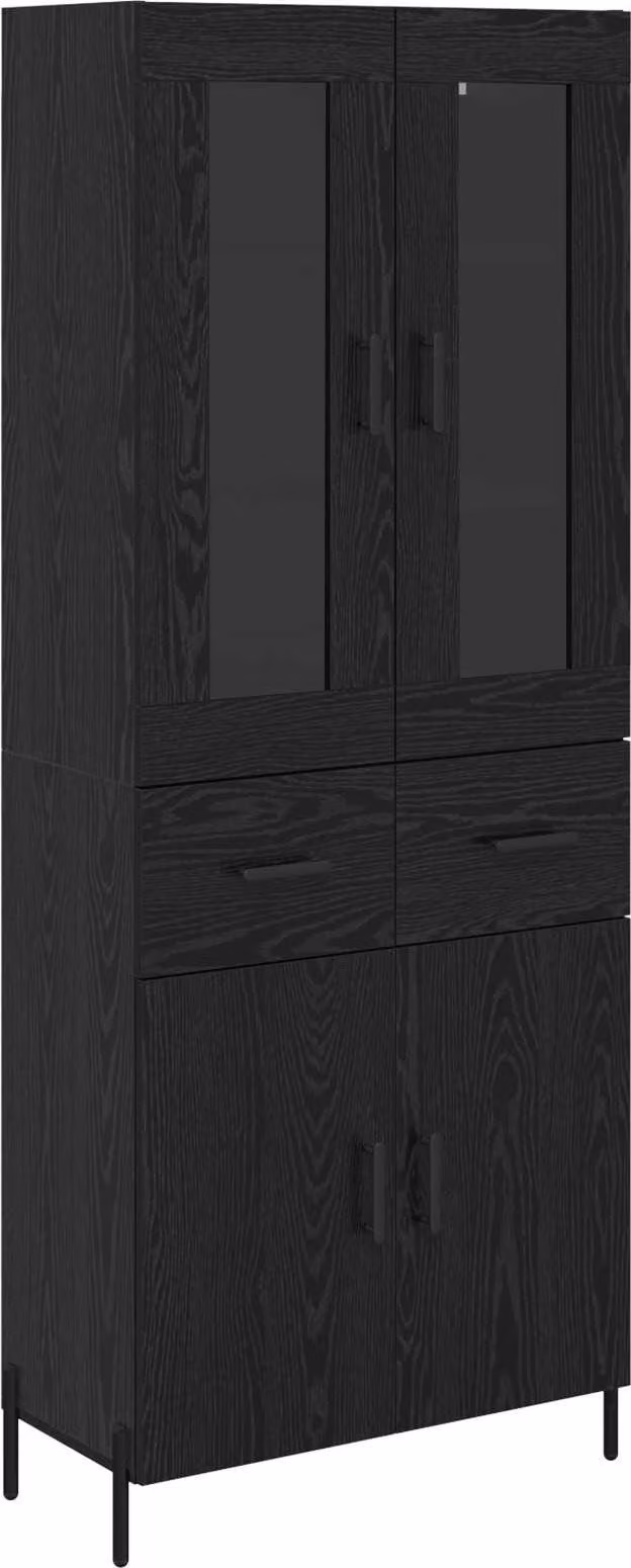 Credenza Rovere Nero 69,5 x 34 x 180 cm Legno multistrato