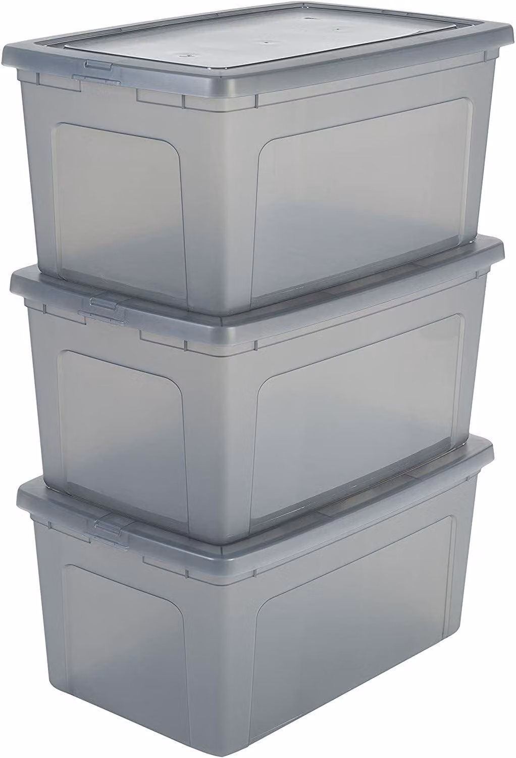 Contenitori multifunzionali Iris Ohyama, capacità 50L, set da 3, colore grigio, coperchio facile da chiudere, impilabili, in plastica, ideali per armadi, scaffali, aule scolastiche, per l'organizzazione di oggetti, giocattoli, materiale artistico, scarpe,