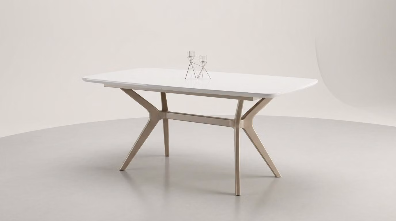 Tavolo da pranzo, confortevole, moderno, allungabile, beige, rettangolare, spazioso