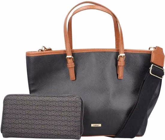 Borsa da spesa in tessuto per donna H1543, nera