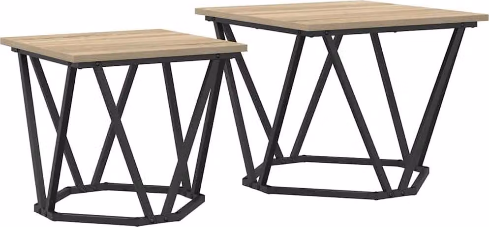 Set tavolini 2 pcs Rovere Sonoma Legno ingegnerizzato e acciaio
