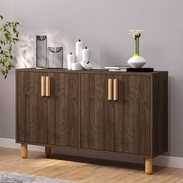 Madia Venerina DMORA, Credenza Moderna in Legno MDF Marrone, L/P/H: 120 x 30 x 74 cm – 1