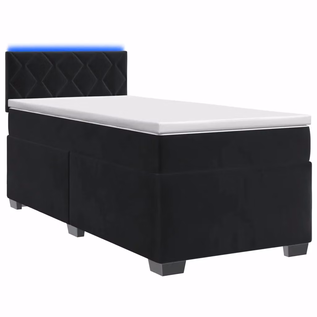 Letto con Box Spring, Materasso e Illuminazione LED vidaXL in Velluto Nero L/P: 90 x 200 cm – 2