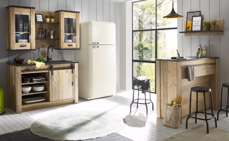 Cucina con bancone "Stove" in legno Set di mobili da cucina 6 pezzi