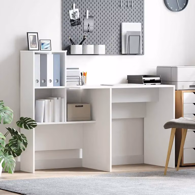 Scrivania da ufficio vidaXL bianca in legno ingegnerizzato, L: 131,5 cm, P: 50 cm, H: 106,5 cm