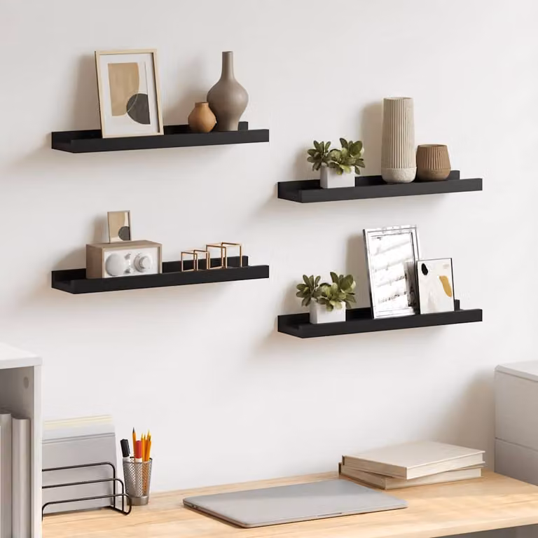 Set di 2 mensole da parete vidaXL nere in stile moderno L: 40 cm, P: 9 cm, H: 3 cm