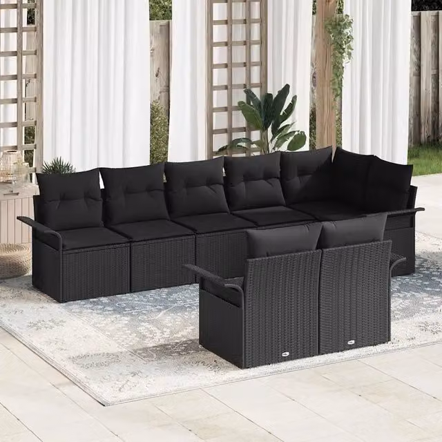 Set Divano da Giardino 8 pz Nero polyrattan 3354082