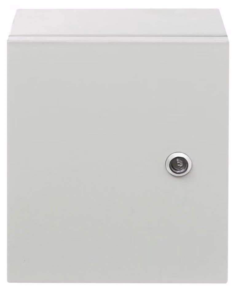 Armadio elettrico impermeabile, grado di protezione IP50-55 - Scatola di distribuzione a parete - Acciaio laminato a freddo - Con serratura - Per uso interno/esterno - 25x15x30 cm - Argento