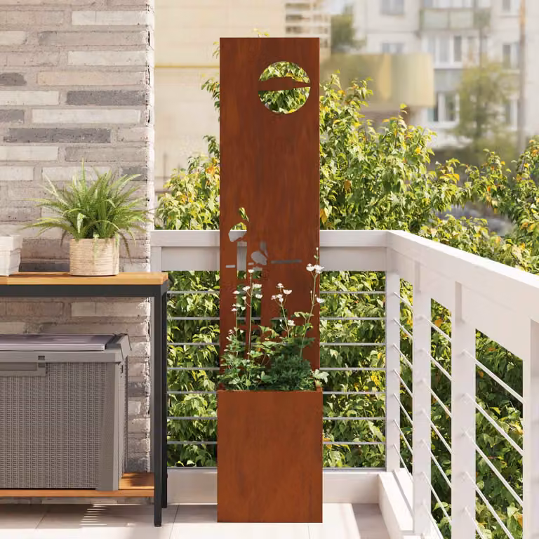 vidaXL Paravent per privacy in giardino in acciaio marrone L/P/H: 32 x 32 x 150 cm
