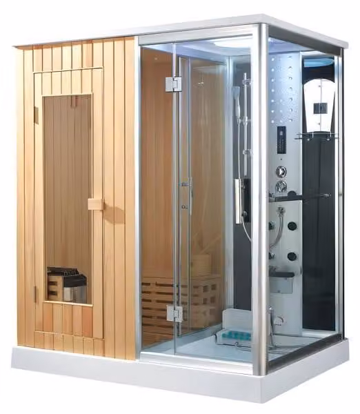 Wellnesskabine Sauna 2-in-1 Wellnesskabine Dampfsauna Saunaraum 200x130 cm