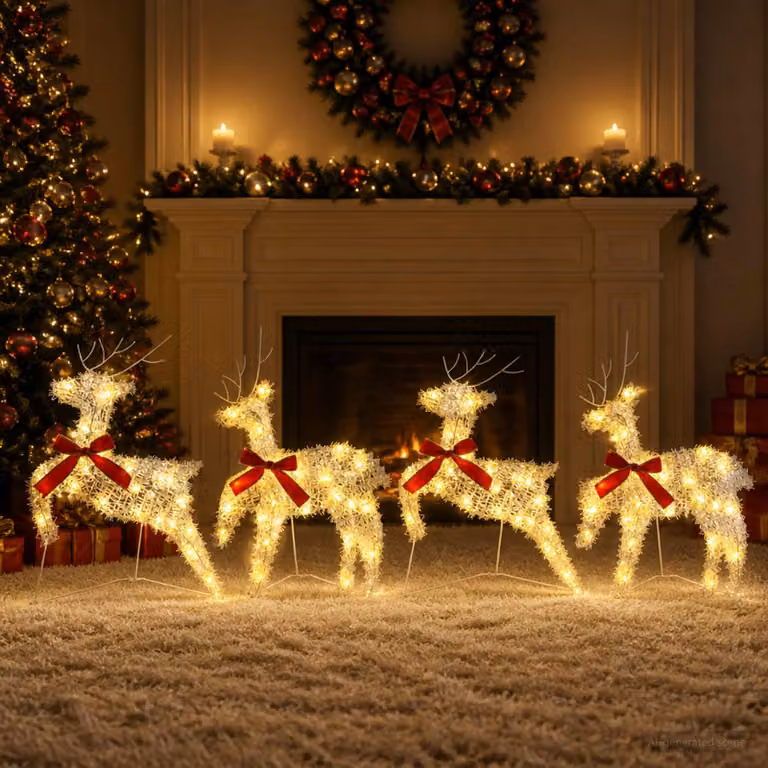 vidaXL Renna di Natale 4 pz 80 LED Bianco caldo 43 x 19 x 65 cm