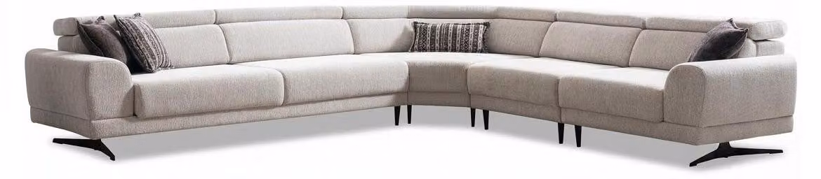 Divano angolare a forma di L, moderno, grigio, minimalista, confortevole, modulare, nuovo