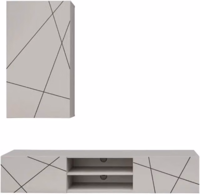 Composizione murale DASH – Mobile TV e modulo a parete – Finitura Cashmere