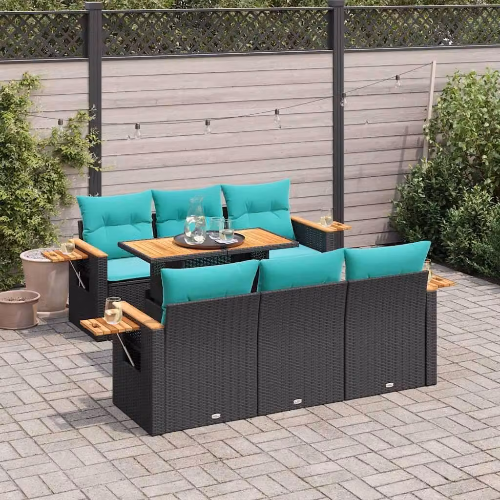 Maison Exclusive - Set Divani da Giardino con Cuscini 7pz Nero Polyrattan