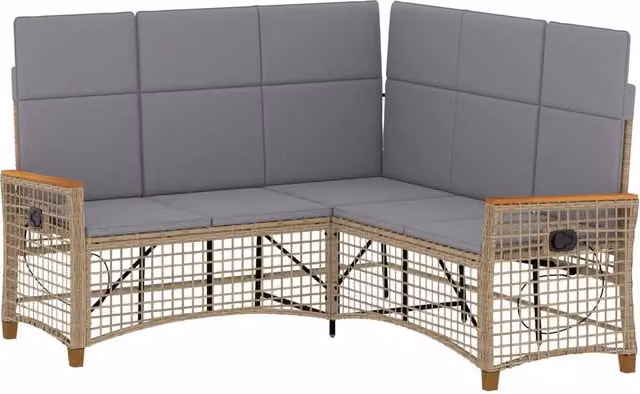 Set di Divani Recliner da Giardino | Set Salotto da Giardino Beige e Grigio Chiaro