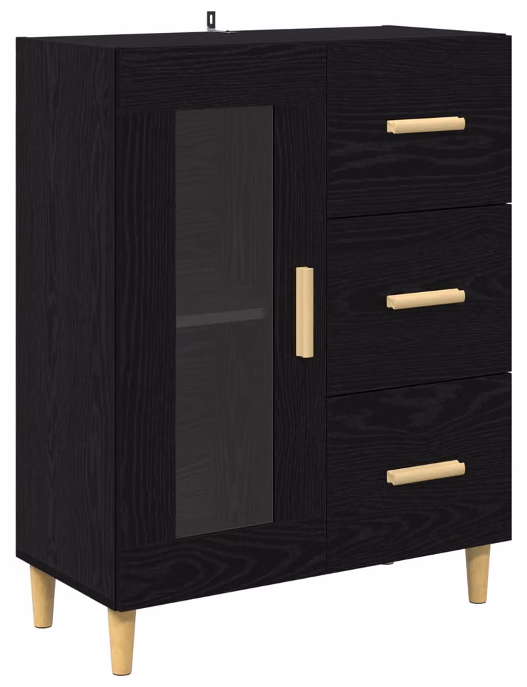 Credenza Rovere Nero 69,5 x 34 x 90 cm Legno multistrato